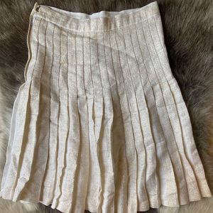 Gold lame and linen pleated skirt